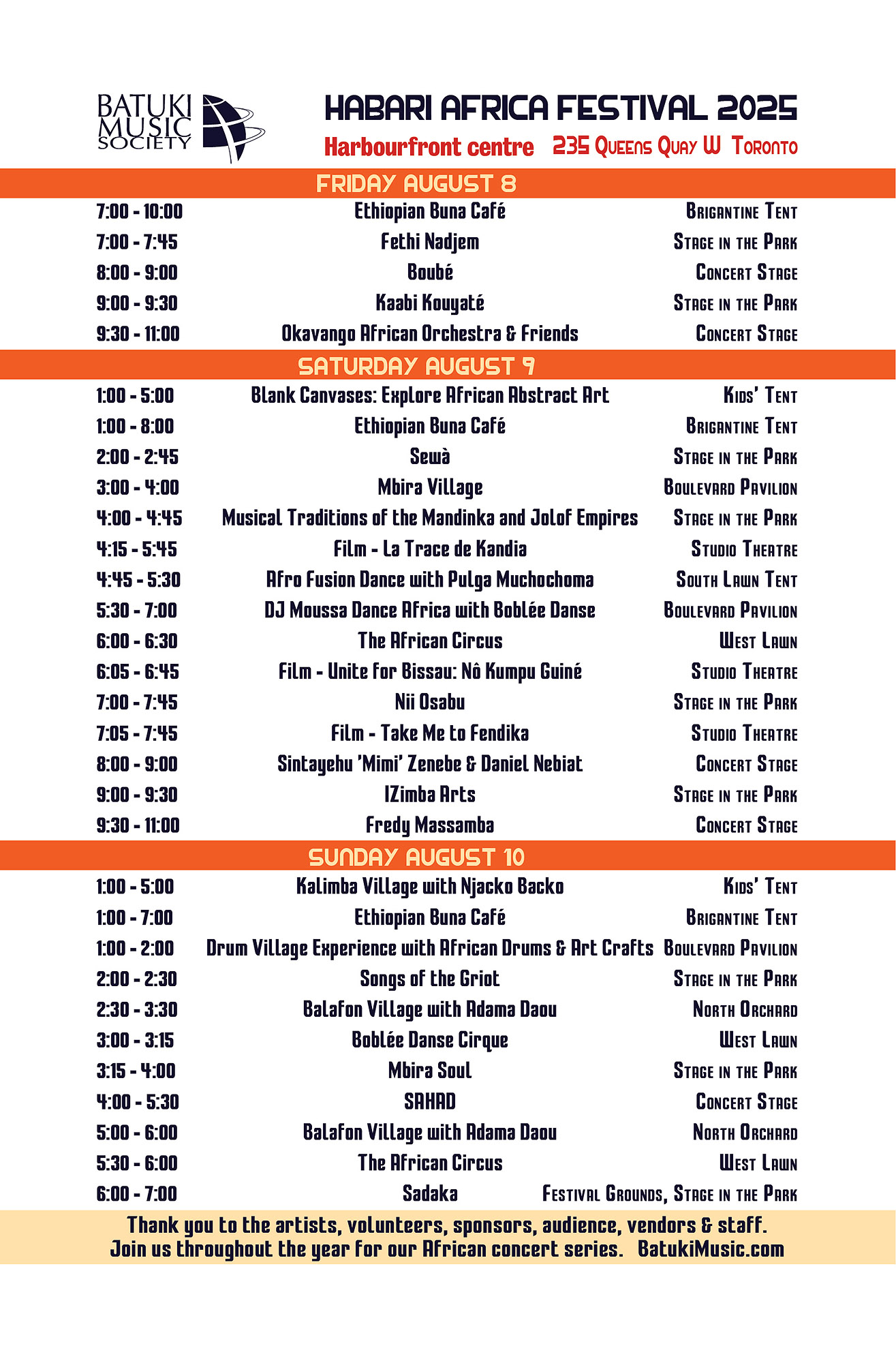 Habari Africa Live Festival 2025 by Batuki Music Society Schedule of Events