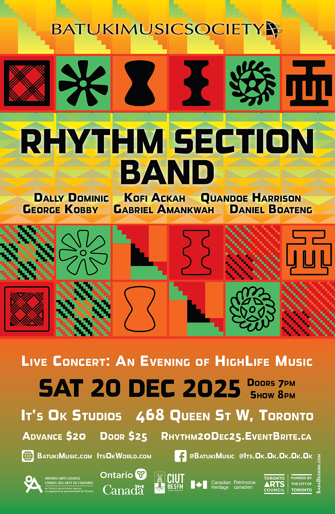 batuki music society toronto ontario canada africa african art culture artists nadine mcnulty otimoi oyemu habari okavango african orchestra concert its ok studios kofi ackah dally dominic quandoe harrison george kobby gabriel amankwah daniel boateng hilife hiplife highlife ghana ghanian